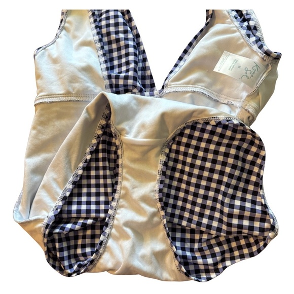 Kona Sol Gingham Blue and White one piece bathing suit size M - Picture 6 of 7